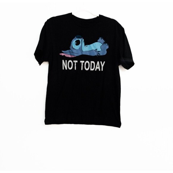 Disney Stitch Womens Black Cotton T-Shirt Not Today Graphic Short Sleeve M - Picture 3 of 8